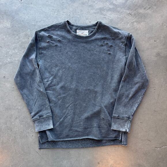 Hollister Sweaters - Vintage Y2k Hollister Distressed Grey Slouch Longsleeve Sweater Medium